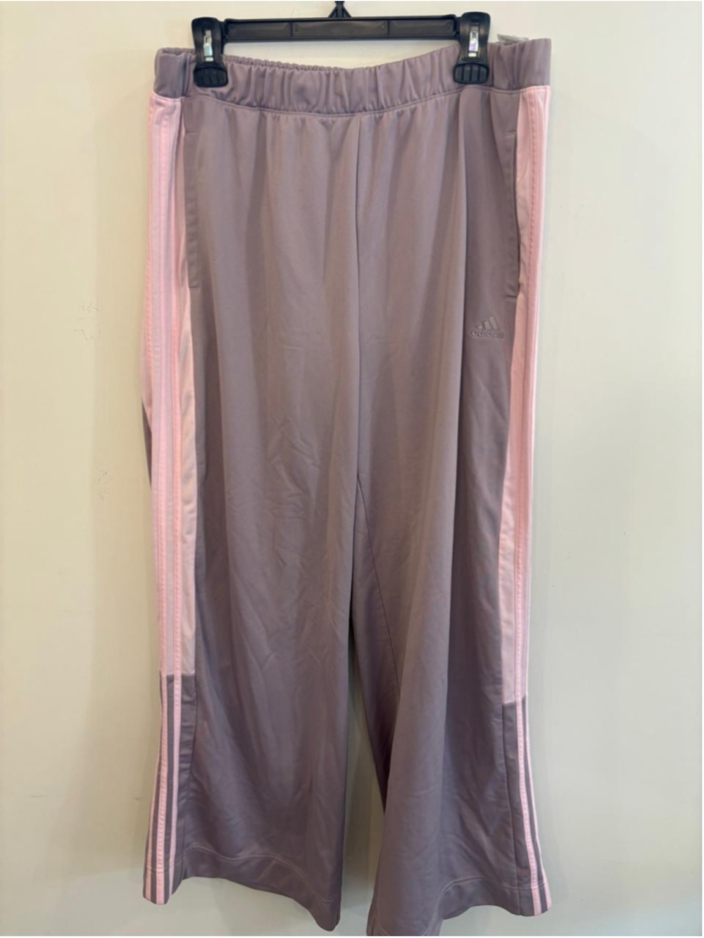 adidas Womens Essentials Tricot Wide Leg Track Pants Mauve Pink Size XL #n80